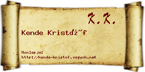 Kende Kristóf névjegykártya